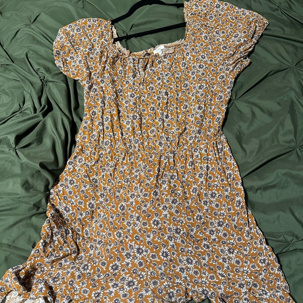 Maurices Mustard Floral Mini Dress